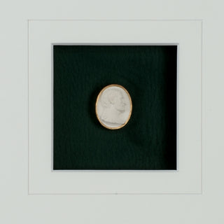 Intaglio In Gold – Deep Green Background Intaglios in Gold Leaf Frame with White Mat