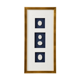 Intaglios on Navy with Gold Leaf Frame - Elegant Wall Art with 8-Ply Mat