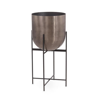 Brushed Smoky Black Iron Planter I JRA-11989