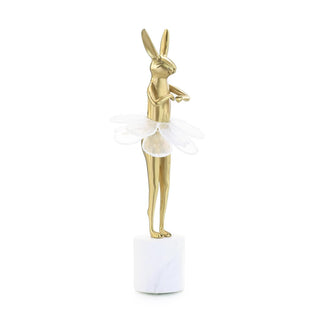 Ballerina Bunny Sculpture on Marble Base with Selenite Tutu