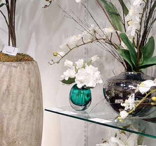 Sweet Nothings Artificial Floral Arrangement – Magnolia Blooms in Glazed Ebony Ceramic Vase
