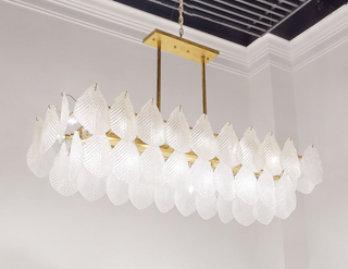 Frosted Glass Petal Horizontal Twenty-Four-Light Chandelier