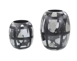 Set Of Two Black-And-White Glass Vases JRA-11923S2