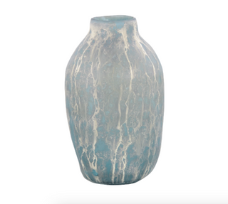 Elegant Powder Blue Glass Vase with Silver Mercury Overlay