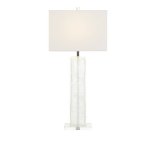 Ice Table Lamp – Modern Acrylic Column Lamp with White Linen Shade