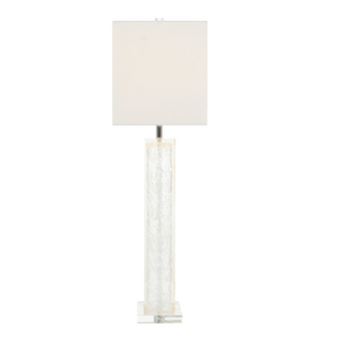 Ice Table Lamp – Modern Acrylic Column Lamp with White Linen Shade