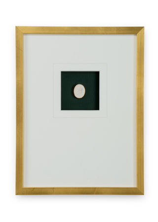 Intaglio In Gold – Deep Green Background Intaglios in Gold Leaf Frame with White Mat