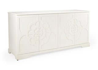 Dickinson Buffet Cabinet - White Floral Trellis Overlay with Ample Storage