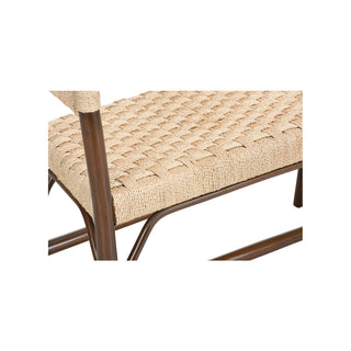 Wrightsburg Bench - Natural Abaca Rope with Basketweave Design in White or Brown Finish