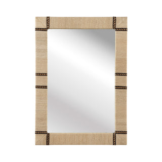 Newton Mirror with Cream Abaca Rope Frame – Organic Natural Wall Decor, 42" Tall