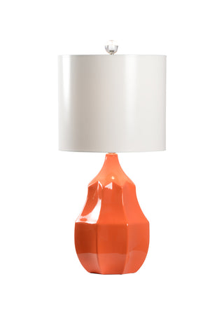 Soft Glow Orange Ceramic Table Lamp with Super White Drum Shade – 32” Tall Modern Textured Lamp for Bedroom or Game Room