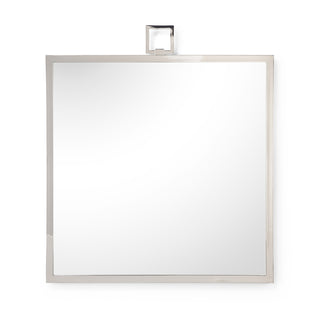 Square Mirror – 36 Inch Polished Nickel Wall Mirror with Sleek Iron Frame