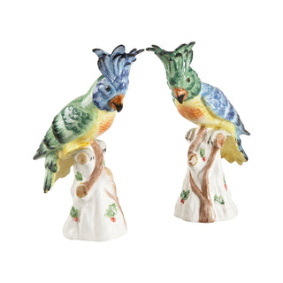 Hope Parrots – Hand-Painted Italian Ceramic Figurines (Pair) in Blue & Green