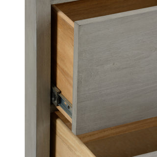 Moxy Bedside Table 2 Drawer - Gray with Geometric Silver Hardware