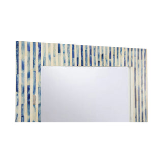 Cambridge Mirror - Tall Blue and White Bone Inlay Mirror with Intricate Hand-Cut Frame