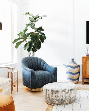 Springsteen Chair Indigo Tweed Champagne Swivel