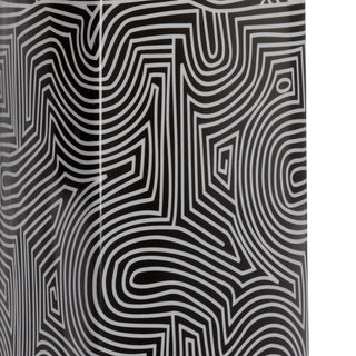 Triangular Geo Lamp – Modern Ceramic Table Lamp with Black and White Glaze, Metallic Gold Trim, Silkette Shade & Geometric Design