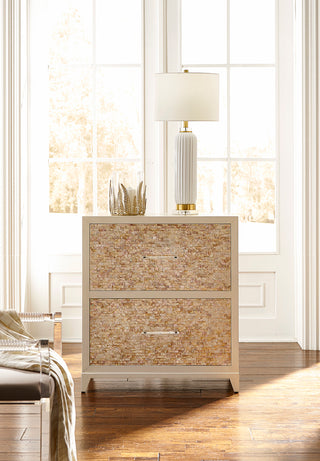 Mother of Pearl Chest - Two-Drawer Accent Piece with Acrylic Handles