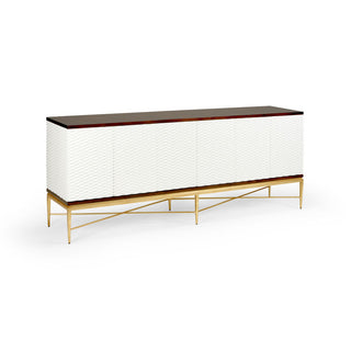 James Sideboard – Modern 6-Door Sideboard in Walnut/White or Antique Gold Leaf Finish – Dining Room or Entertainment Storage