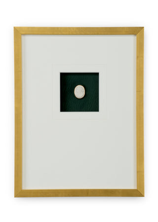 Intaglio In Gold – Deep Green Background Intaglios in Gold Leaf Frame with White Mat