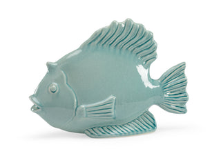 Celadon Fish – Whimsical Celadon Crackle Glaze Fish Sculpture, Nature-Inspired Accent for Waterfront Homes