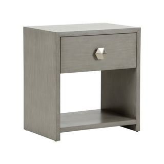 Moxy Bedside Table 1 Drawer - Gray with Geometric Silver Hardware