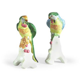 Parrots with Cherries – Hand-Painted Ceramic Figurines