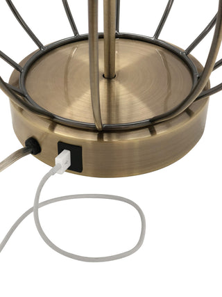 Wildwood Asher Lamp – Antique Brass Table Lamp with USB & Data Port