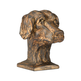 Dog Accent – Antique Gold & Bronze Cast Composite Dog Sculpture, 7" Decorative Accent for Home