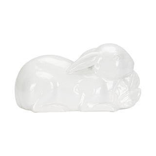 Staffordshire Rabbit – Handcrafted Porcelain Rabbit Figurine with White Glossy Finish