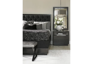 Lexington Carrera Volante Landscape Mirror - Wood Frame with Metallic Gray Accent, Versatile Design