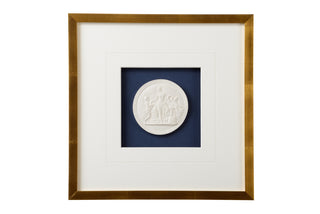 Intaglios on Navy with Gold Leaf Frame - Elegant Wall Art with 8-Ply Mat