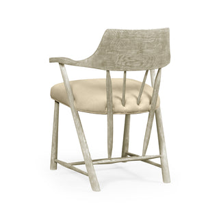 Grey Oak Armchair with Upholstery - Casual Dining Accent