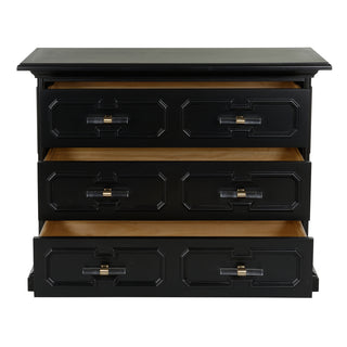 River Street Chest - Black with 3 Drawers and Acrylic Handles