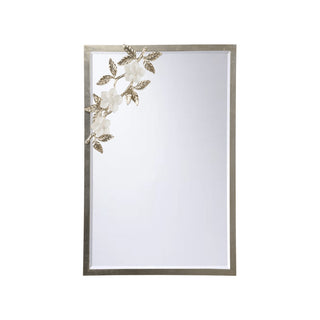 Clematis Mirror - Silver with Porcelain Detail