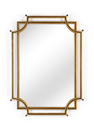 London Church Mirror - 45-Inch Wall Mirror with Dual Rectangular Metal Frames - Modern Design