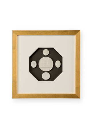 The Grand Tour Intaglios – Charcoal Background Intaglios in Gold Leaf Frame with Glass