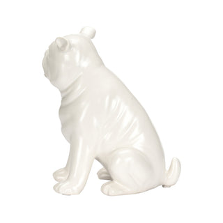 Standing Pug Porcelain Figurine – White Glazed Ceramic Decor