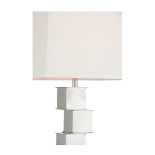 Square Mile Floor Lamp – 64" Polished Nickel Floor Lamp with Offset Cube Design and Off-White Silkette Square Shade – Modern Transitional Lighting
