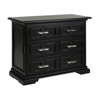 River Street Chest - Black with 3 Drawers and Acrylic Handles