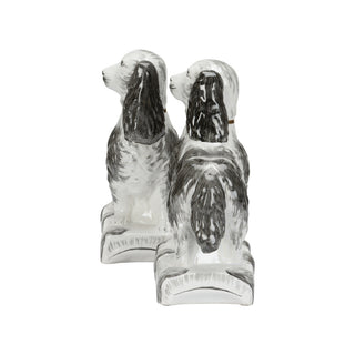 Staffordshire Spaniel Pair – Hand-Painted Black and White Porcelain Dog Figurines