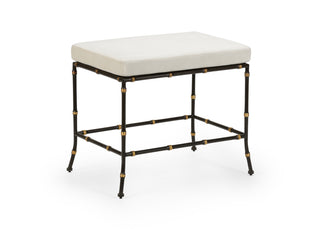 Saigon Bench - Espresso Metal Bamboo Style with Gold Accents & Cream Ultrasuede Upholstered Seat