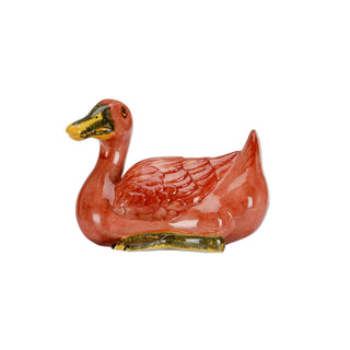 Vibrant Orange Ceramic Duck Decorative Accent