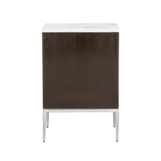 Banana Leaf Cabinet - Oak Veneer with White Agate Palm Leaf Detail & Antique Silver Finish