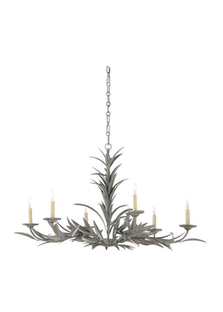 Laurel Chandelier - Weathered Gray Iron with Beige Candles