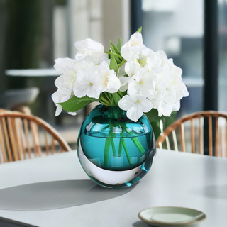 Sweet Nothings Artificial Floral Arrangement – Magnolia Blooms in Glazed Ebony Ceramic Vase