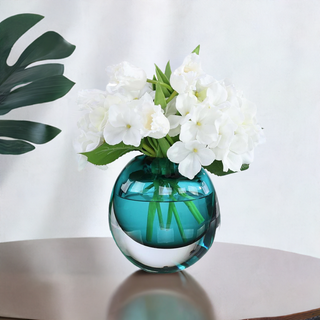 Sweet Nothings Artificial Floral Arrangement – Magnolia Blooms in Glazed Ebony Ceramic Vase