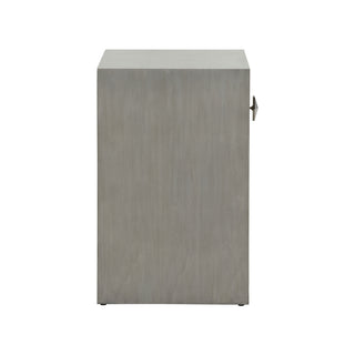 Moxy Bedside Table 1 Drawer - Gray with Geometric Silver Hardware