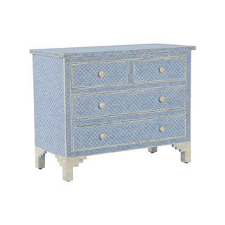 Milford Chest – Hand-Laid Bone Inlay Pattern, 4-Drawer Coastal Accent Chest - Bedroom, Entryway, or Living Space