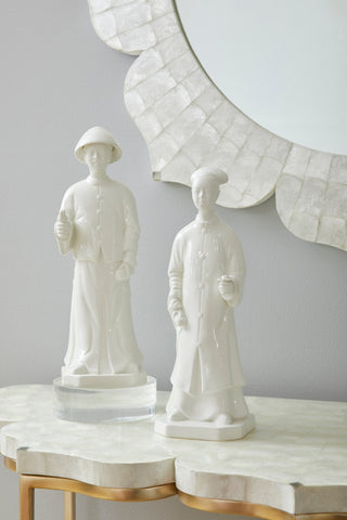 Serene Chinese Man Figurine - Glossy White